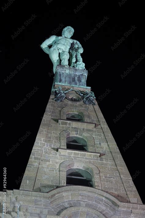 herkules statue kassel germany at night Stock Photo | Adobe Stock