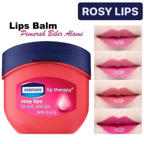 Jual COD VERFONS Vaseline Lip Balm Rosy Lips Therapy Moisturizing