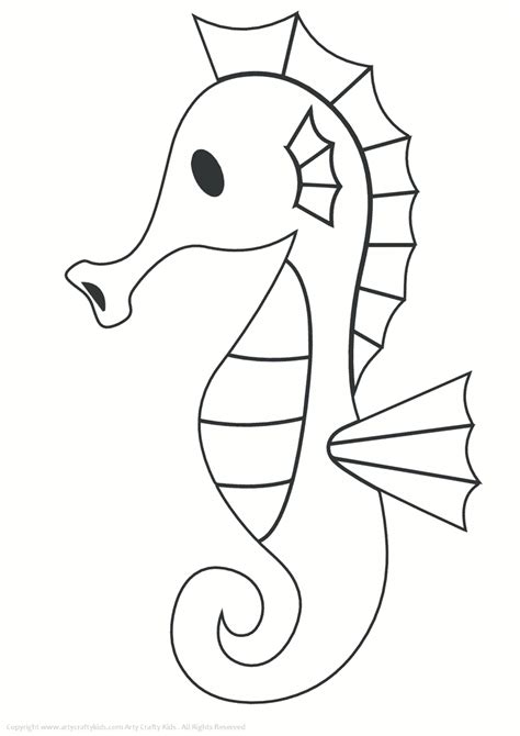 Seahorse Outline Arty Crafty Kids