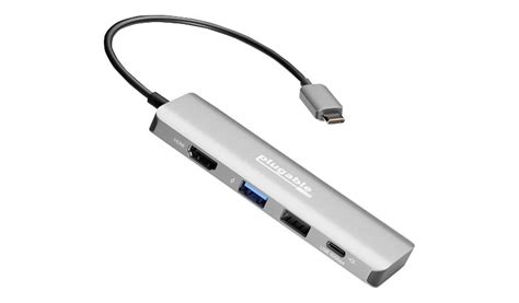 Plugable Usbc Hub Multiport Adapter 4in1 100w Pass Through Charging Usbc To Hdmi 4k 60hz Windows