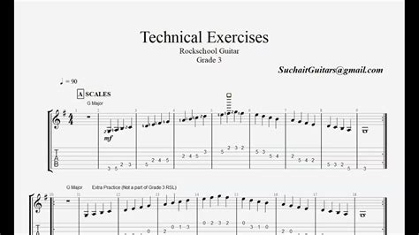 Technical Exercises Rockschool Guitar Grade 3 Youtube