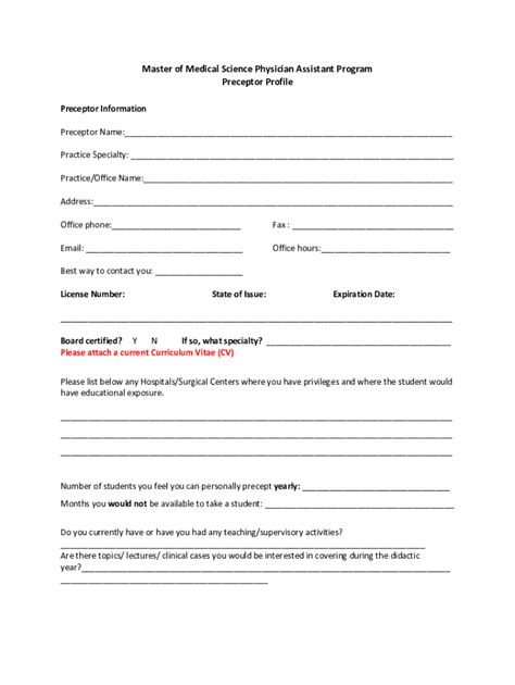 Fillable Online Med Umkc Preceptor And Practice Profile Form V Fax