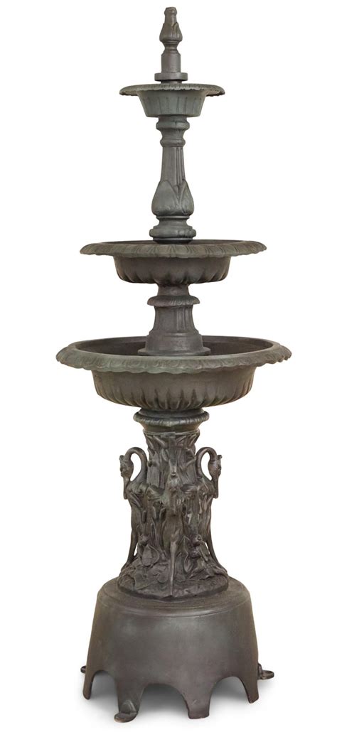 Lot Cast Aluminum Three Tiered Fountain