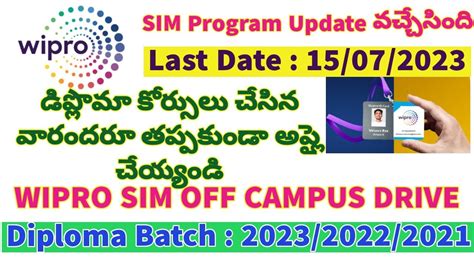 Wipro SIM Program 2023 Jobs For Diploma Students In 2023 Wipro SIM