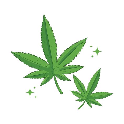 Green Cannabis Leaves Hand Drawn Cartoon Illustration 9363593 Vector