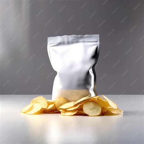 Premium Photo Bag Of Fried Potato Chips Blank Generic Packaging