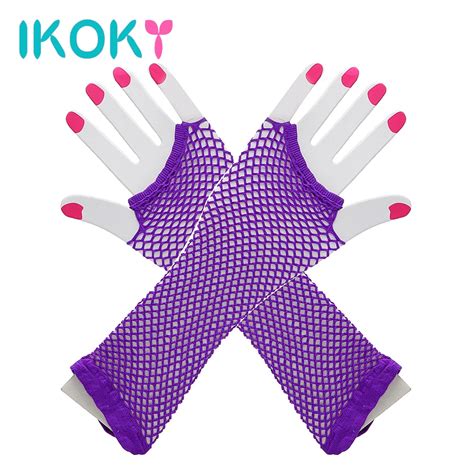 Ikoky 1 Pair Lace Sex Gloves Long Sleeve Half Finger Glove Sm Bondage Adult Games Sex Toys For