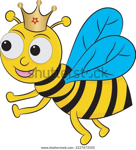 Cute Queen Bee Cartoon Happy Flying Stock Vector Royalty Free