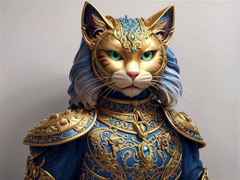 Un Lindo Gato Con Adornos De Oro Como La Realeza Foto Premium