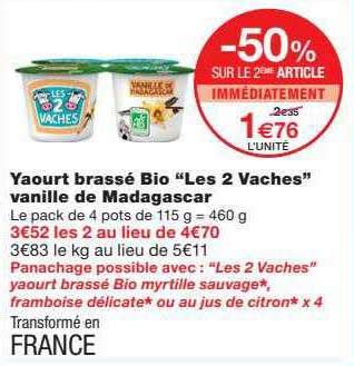 Promo Yaourt Brass Bio Les Vaches Vanille De Madagascar Chez