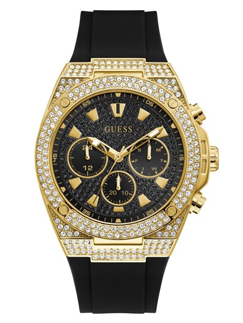 Gold Tone Rhinestone Multifunction Watch GUESS Factory