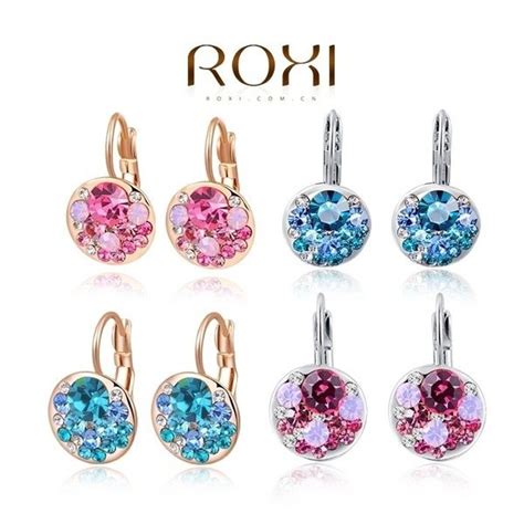 Roxi Karat Wei Gold Berzogene Elegante Rote Kristall Blau Zirkon