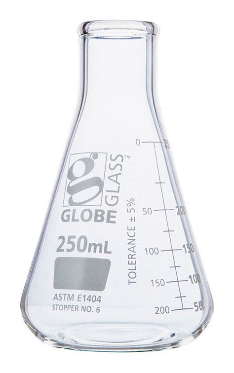 GLOBE SCIENTIFIC Erlenmeyer Flask 250 ML Labware Capacity Metric