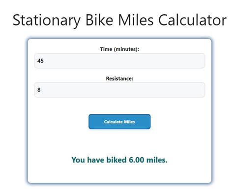 Stationary Bike Miles Calculator Savvy Calculator