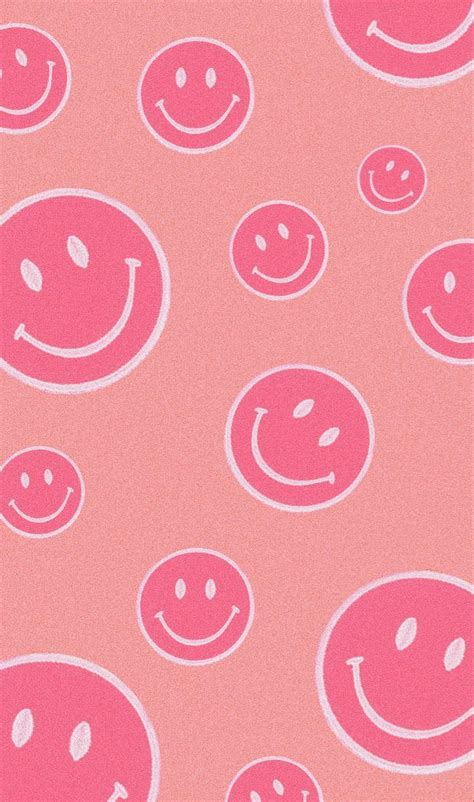 Pink Smiley Face Grain Preppy Wallpaper