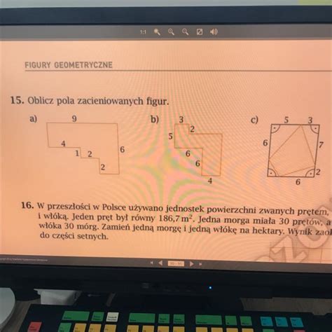 15 Oblicz pola zacieniowanych figur A B C W załączniku zadanie