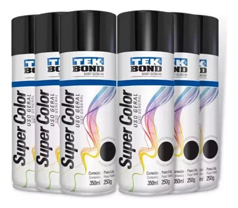 Tinta Spray Tek Bond Preto Brilhante Uso Geral 350ml C 06 Frete grátis