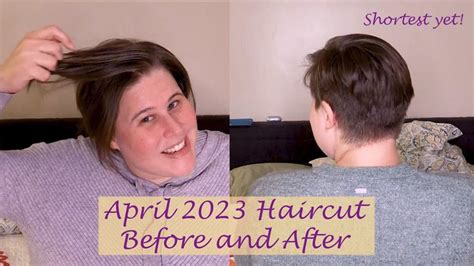 April 2023 Haircut Before And After Asymmetrical Short Pixie Cut