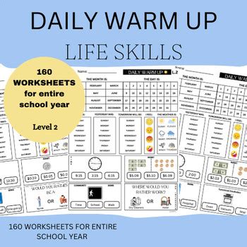 Life Skills Daily Warm Up Worksheets Level 2 By SpEdBasics TPT