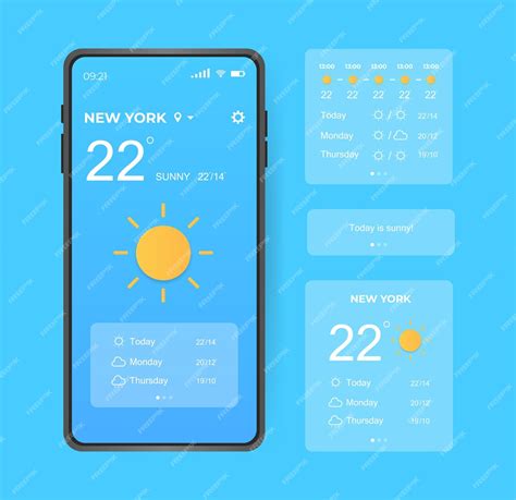 Premium Vector Weather Forecast App Widget Screen Application Ui Ux