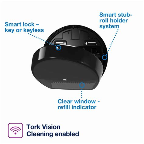 Tork Jumbo Toilet Paper Roll Dispenser Black T Elevation Range