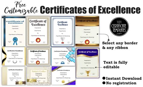 FREE Certificate Of Excellence Editable And Printable