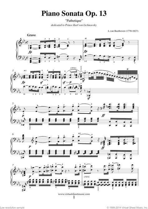 Beethoven Piano Sonata Op13 Pathetique Sheet Music