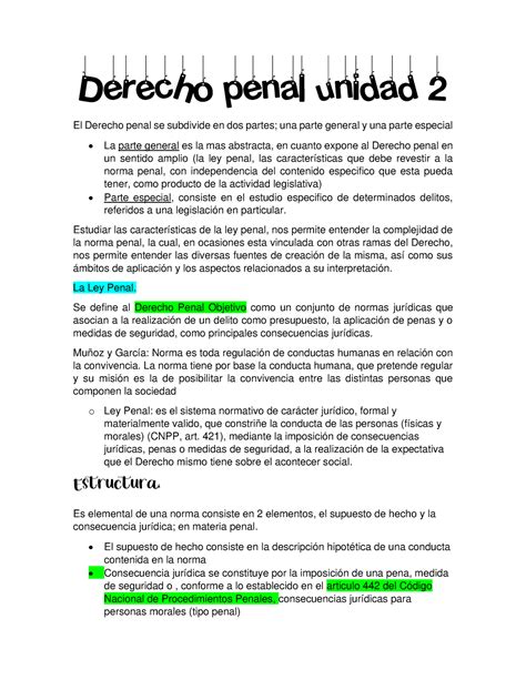 Derecho Penal Unidad Tarea Derecho Penal Unidad El Derecho