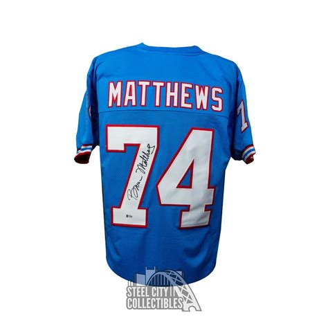 Bruce Matthews Autographed Houston Oilers Custom Football Jersey - BAS COA