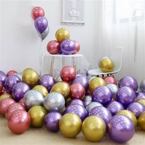 Redgoldsilverpurple Ballons En Latex M Tallique Gonflables Couleur Or