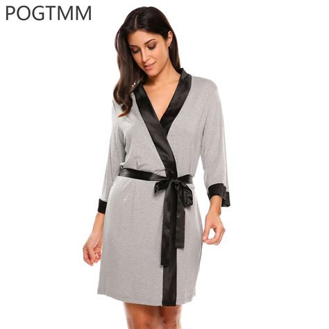 Summer Sexy Dressing Gown Women 3 4 Sleeve Short Kimono Bathrobe Spa