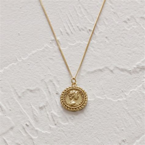 Gold Disccoin Necklace Minimalist Jewelry Bohobohemien Etsy