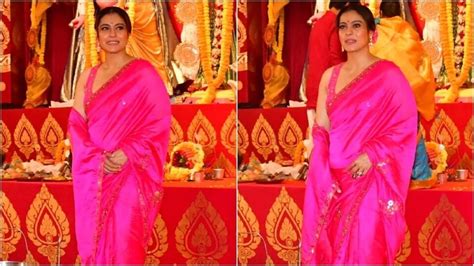 Kajol With Yug Visits Durga Puja Pandal To Celebrate Saptami Looks