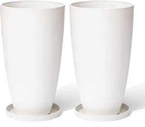 La Jolie Muse Tall White Planters Set Of Inch Indoor Outdoor Round