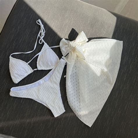 New Three Piece Swimsuit With Open Back Drawcord Strap Bikini Shopee Philippines