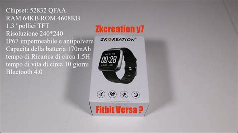 Smartwatch Zkcreation Y7 Stile Fitbit Versa Unboxing YouTube