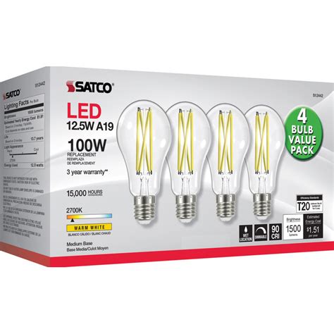 Satco Watt Equivalent A E Medium Standard Dimmable Led Bulb