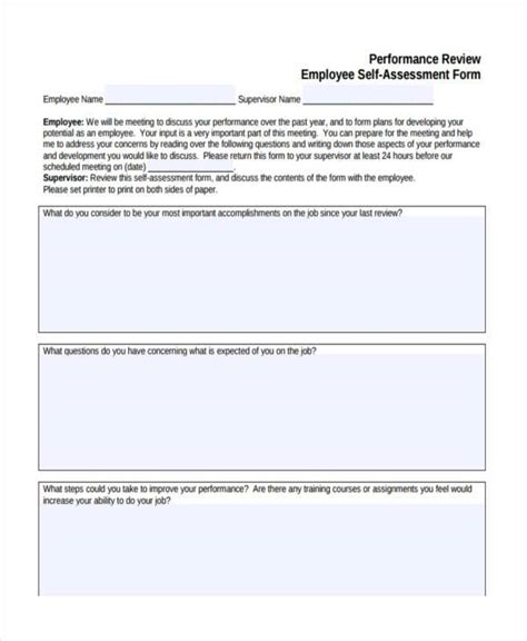 Free 22 Sample Self Assessment Forms In Pdf Ms Word Excel