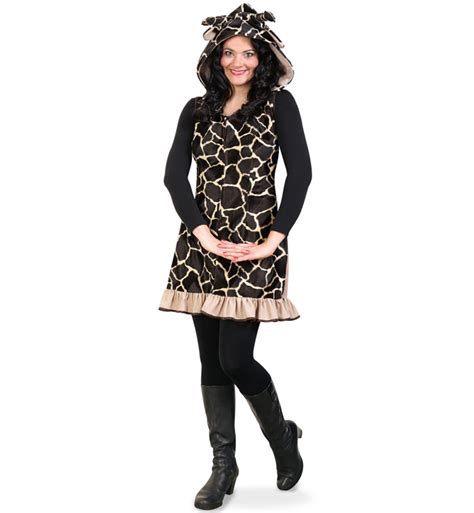 Kostüm Giraffe Damenkostüm 1 Tlg Kleid Mit Kapuze Mit