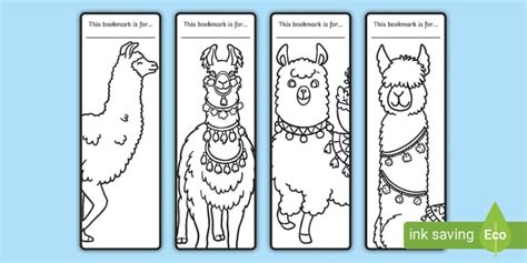 Free Llama Bookmarks To Colour Lehrer Gemacht Twinkl