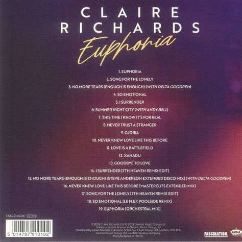 Claire RICHARDS - Euphoria (Deluxe Edition) CD at Juno Records.