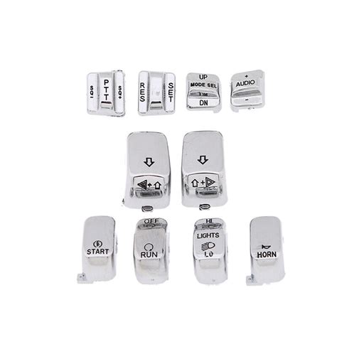 10PCS Chrome Hand Control Switch Housing Button Cap Kit Fit For Harley