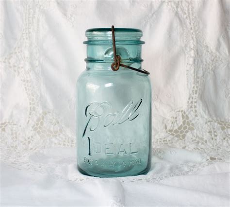 Ball Canning Jar Ideal Mason Quart Wire Bale 1908 Etsy Ball Canning