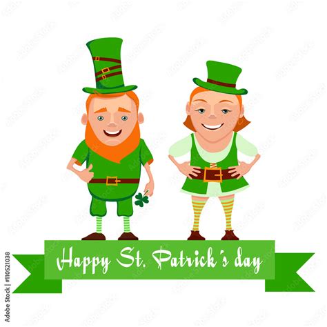 Vector Illustration Of Two Happy Leprechauns Cartoon The Leprechauns