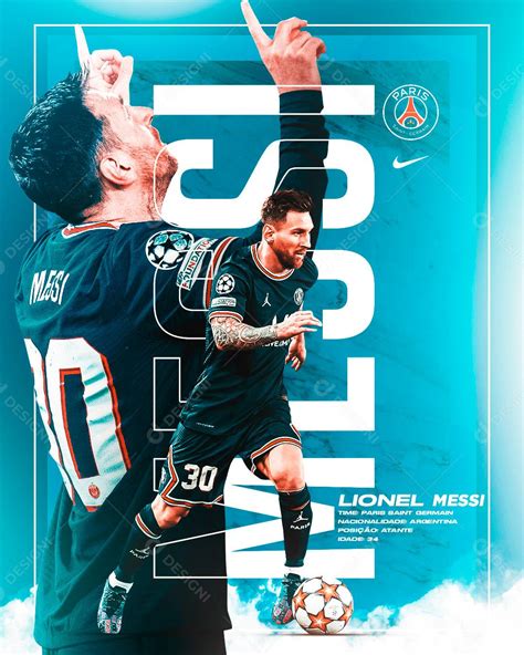 Flyer Jogador Lionel Messi Social Media PSD Editável download Designi