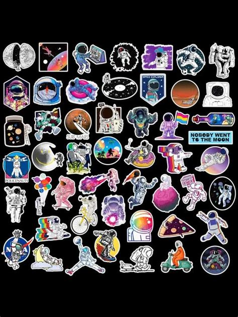 Pcs Astronaut Print Sticker Shein Usa In Print Stickers