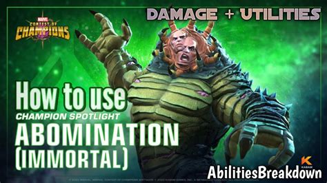 How To Use Abomination Immortal Marvel Contest Of Champions Youtube