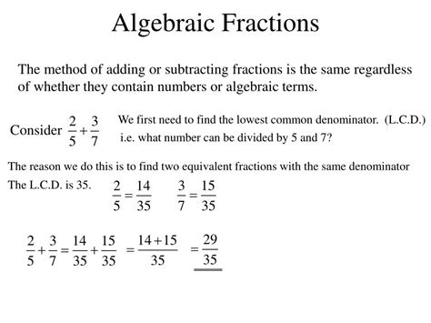 Ppt Algebraic Fractions Powerpoint Presentation Free Download Id 326060