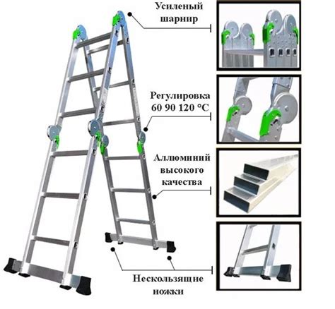 Лестница-трансформер 4-секционная, 8 ступеней от 2.3м до 7.8м - Прочие ...