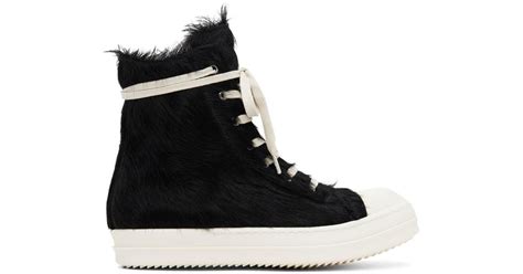 Rick Owens Fur Sneakers In Black For Men Lyst